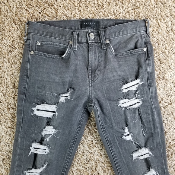 Pacsun| Gray distressed skinny jeans 28×30 - Picture 8 of 10